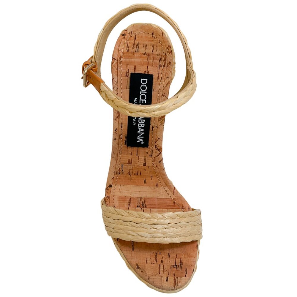 Dolce & Gabbana Natural Raffia Platform Sandals - Picture 4 of 9